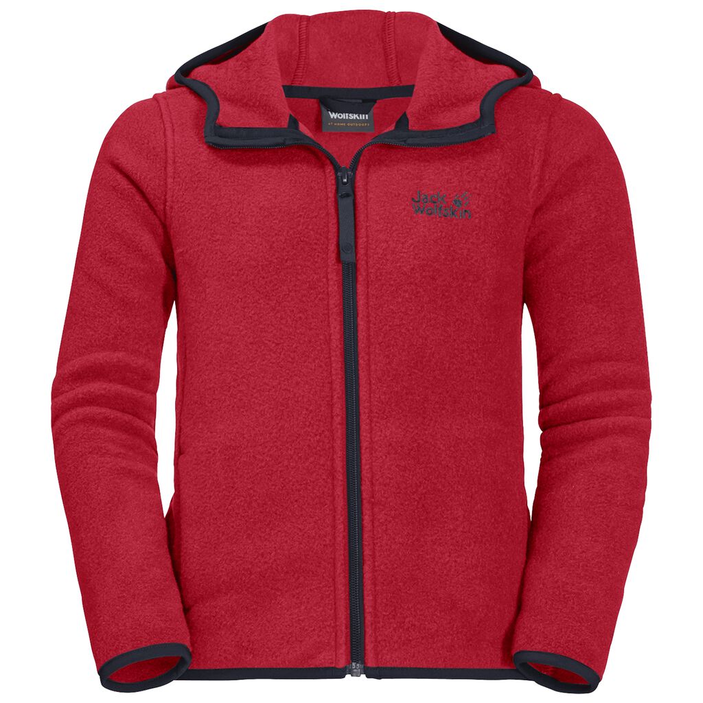 Jack Wolfskin BAKSMALLA HOODED Gyerek Fleece Kabát Piros - FLGMXH-089